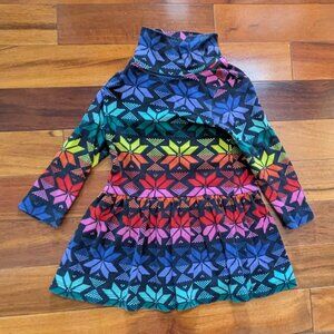 Hanna Andersson Rainbow Scandi Snowflake Turtleneck Dress (3T)